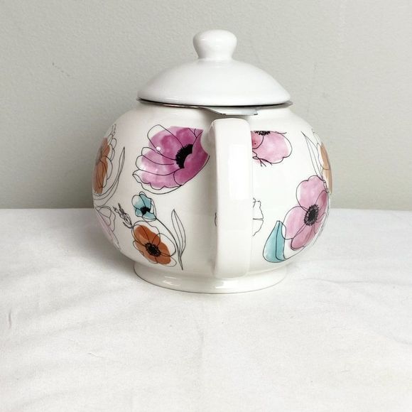 INDIGO Small Floral Teapot With Strainer - Picture 3 of 10
